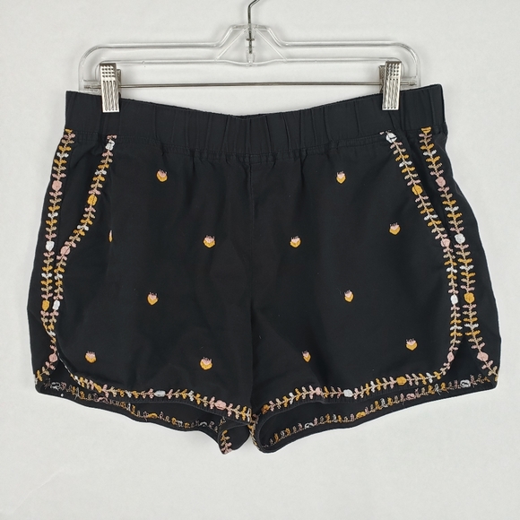 Madewell Embroidered Spring Time Pull-On Shorts Size Med Pockets  Black - Picture 4 of 8